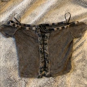 Forever 21 Black Acid Washed Crop Top